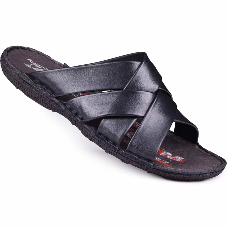 Kampol Pantofole da uomo in pelle 214/5 nere nero