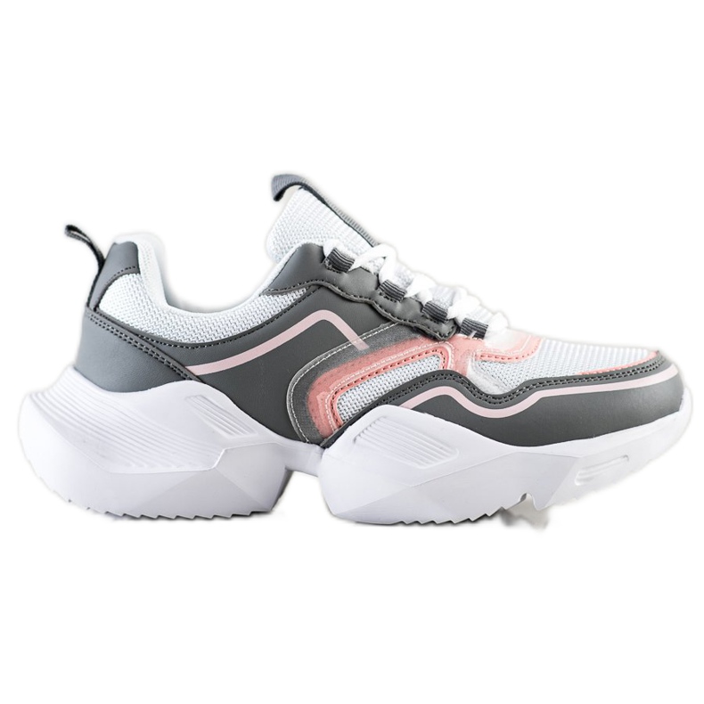 SHELOVET Sneakers sportive leggere bianca rosa grigio