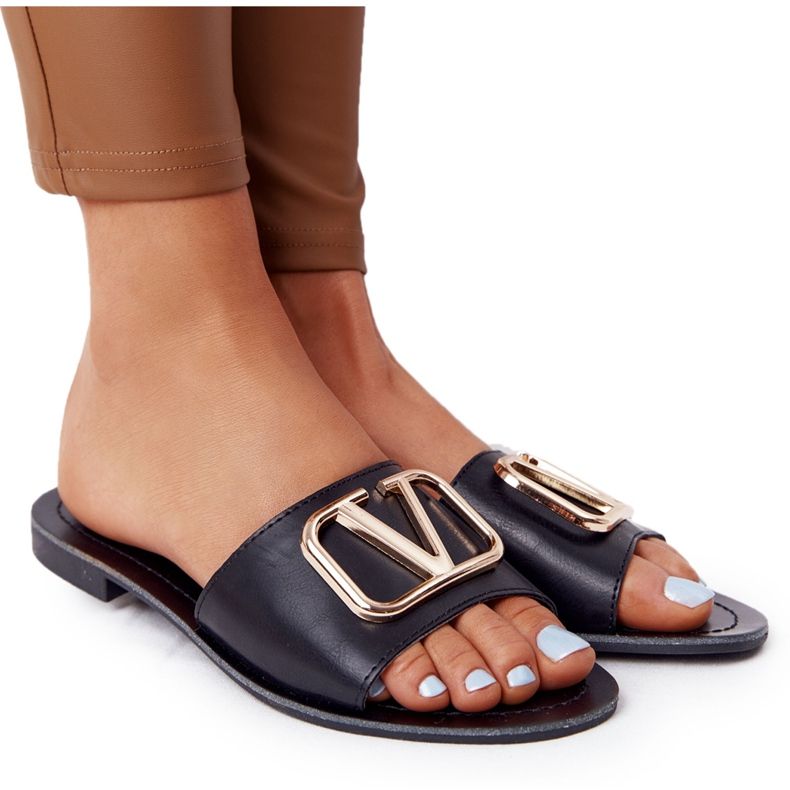 PS1 Pantofole nere classiche da donna Vicky nero d'oro