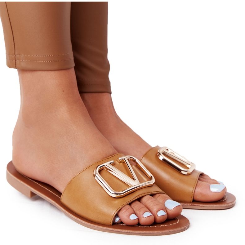 PS1 Pantofole classiche da donna Camel Vicky marrone d'oro