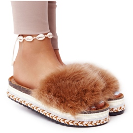 PS1 Pantofole Cammello Adventure Platform con Pelliccia marrone multicolore