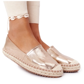 Espadrillas in pelle su suola intrecciata Big Star HH274503 Golden d'oro