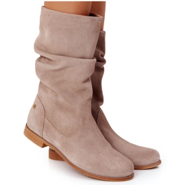 Stivali da donna in pelle scamosciata Maciejka 05057-04 Beige marrone