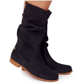Stivali alti da donna in camoscio Maciejka 05057-01 Nero