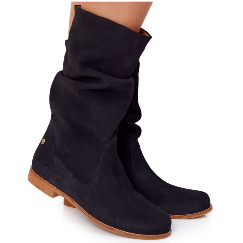 Stivali alti da donna in camoscio Maciejka 05057-01 Nero