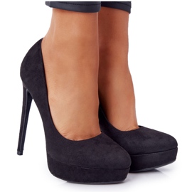 PS1 Classiche scarpe con tacco nere in camoscio Margharita nero