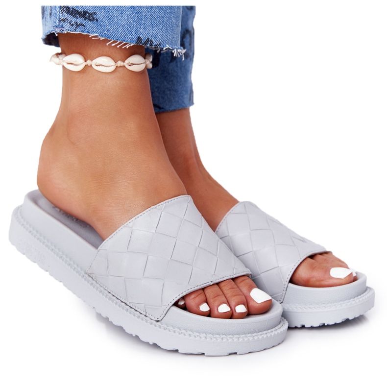 Pantofole da donna sulla piattaforma Big Star HH274688 grigia grigio