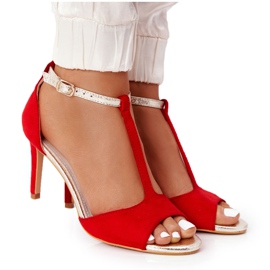 S.Barski Sandali Su Szpilce S. Bararski 280-58 Rosso-Oro d'oro
