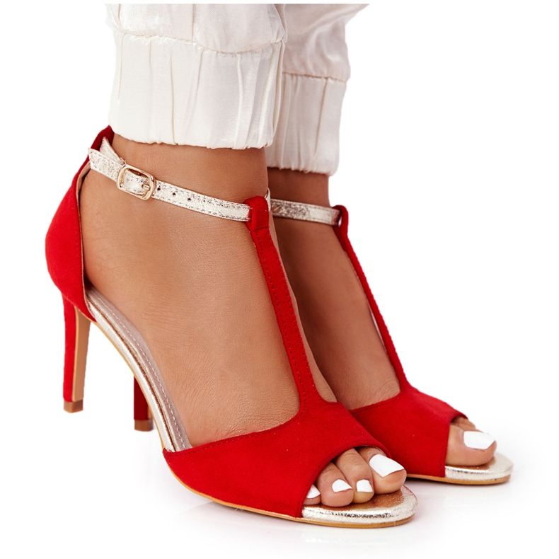 S.Barski Sandali Su Szpilce S. Bararski 280-58 Rosso-Oro d'oro