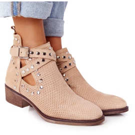 PS1 Stivali traforati con strass Beige Dakota
