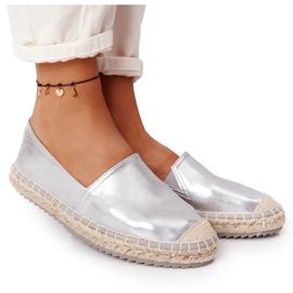 Espadrillas in pelle su suola intrecciata Big Star HH274504 Argento d'argento