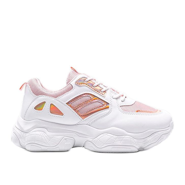 Sneakers rosa e bianche su una spessa suola Annette bianca multicolore