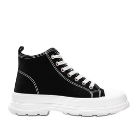 Sneakers alte nere su una spessa suola Evelin bianca nero