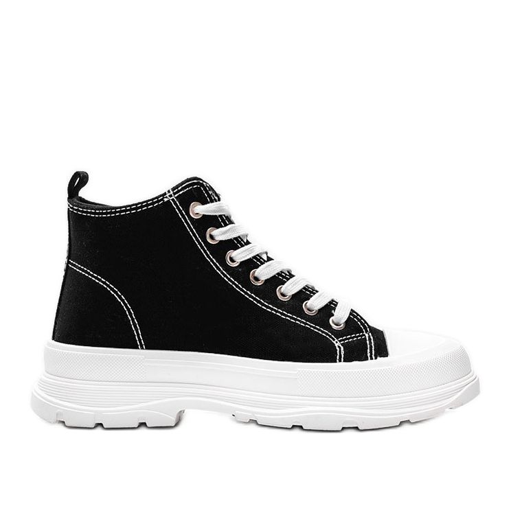 Sneakers alte nere su una spessa suola Evelin bianca nero