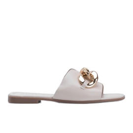 Pantofole beige con catena Liberty oro