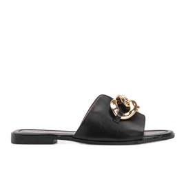 Pantofole nere con catena Liberty oro nero
