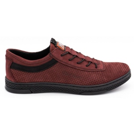 Polbut Scarpe casual da uomo in pelle K23P bordeaux rosso