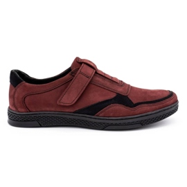 Polbut Scarpe casual da uomo in pelle 2102 bordeaux rosso