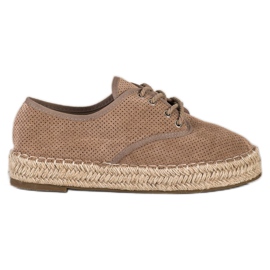 SHELOVET Espadrillas in camoscio marrone