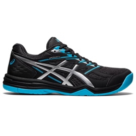 Asics Upcourt 4 scarpe da pallavolo uomo nere e blu 1071A053 020 nero nero