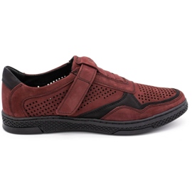 Polbut Scarpe casual da uomo in pelle 2102L bordeaux rosso