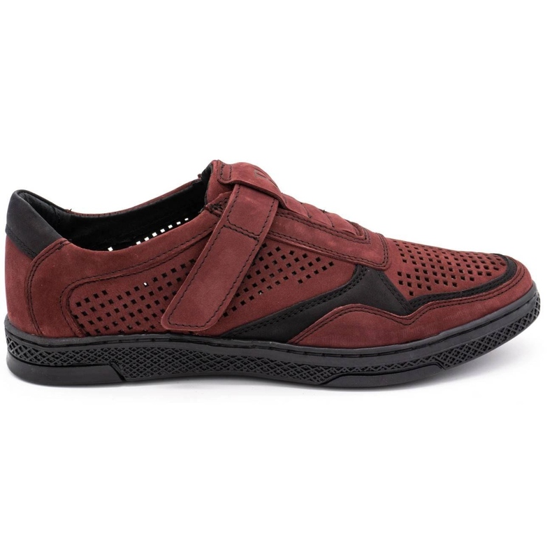 Polbut Scarpe casual da uomo in pelle 2102L bordeaux rosso