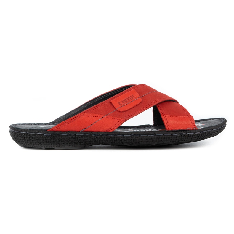 Kampol Ciabatte uomo in pelle 200 rosse rosso
