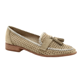 Mocassini Sergio Leone in camoscio traforato MK735 Beige