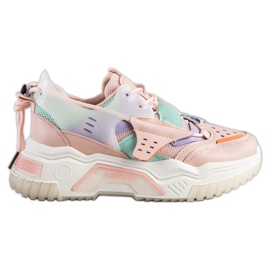 SHELOVET Scarpe da ginnastica colorate alla moda rosa multicolore