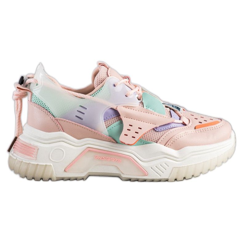 SHELOVET Scarpe da ginnastica colorate alla moda rosa multicolore