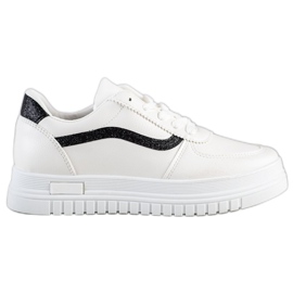 SHELOVET Sneakers Bianche Con Inserto Glitter bianco