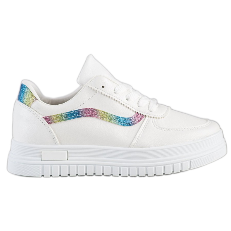 SHELOVET Sneakers Bianche Con Inserto Glitter bianca