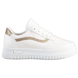 SHELOVET Sneakers Bianche Con Inserto Glitter bianca