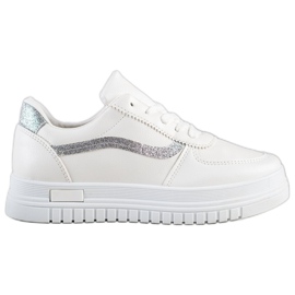 SHELOVET Sneakers Bianche Con Inserto Glitter bianco