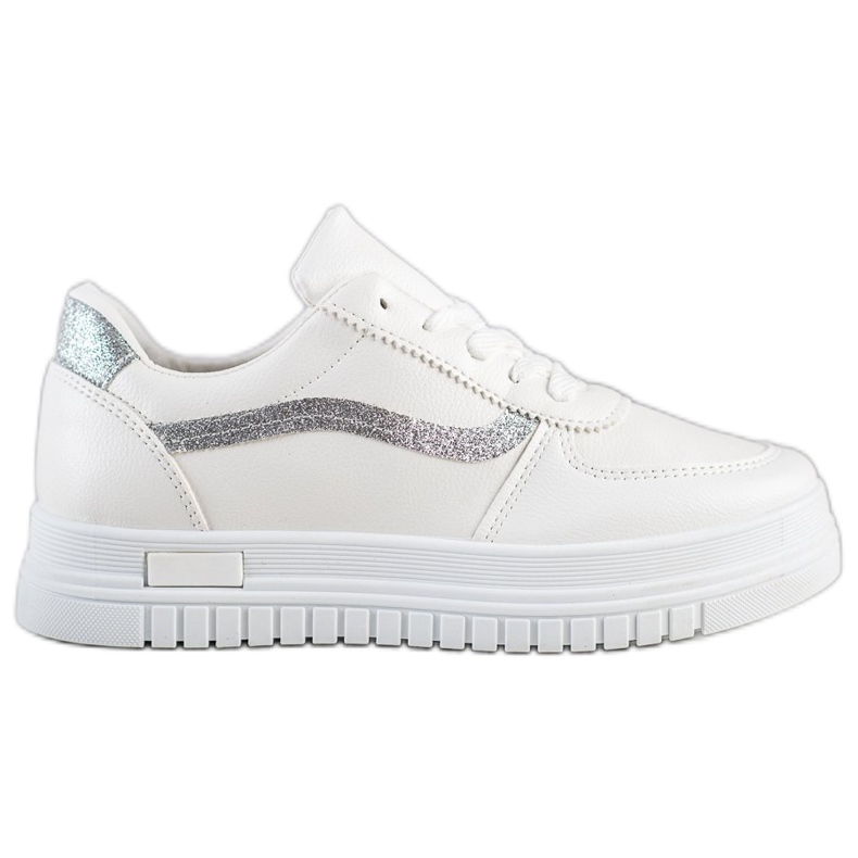 SHELOVET Sneakers Bianche Con Inserto Glitter bianca