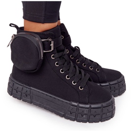 Sneakers da donna su piattaforma con popcorn neri ai reni nero