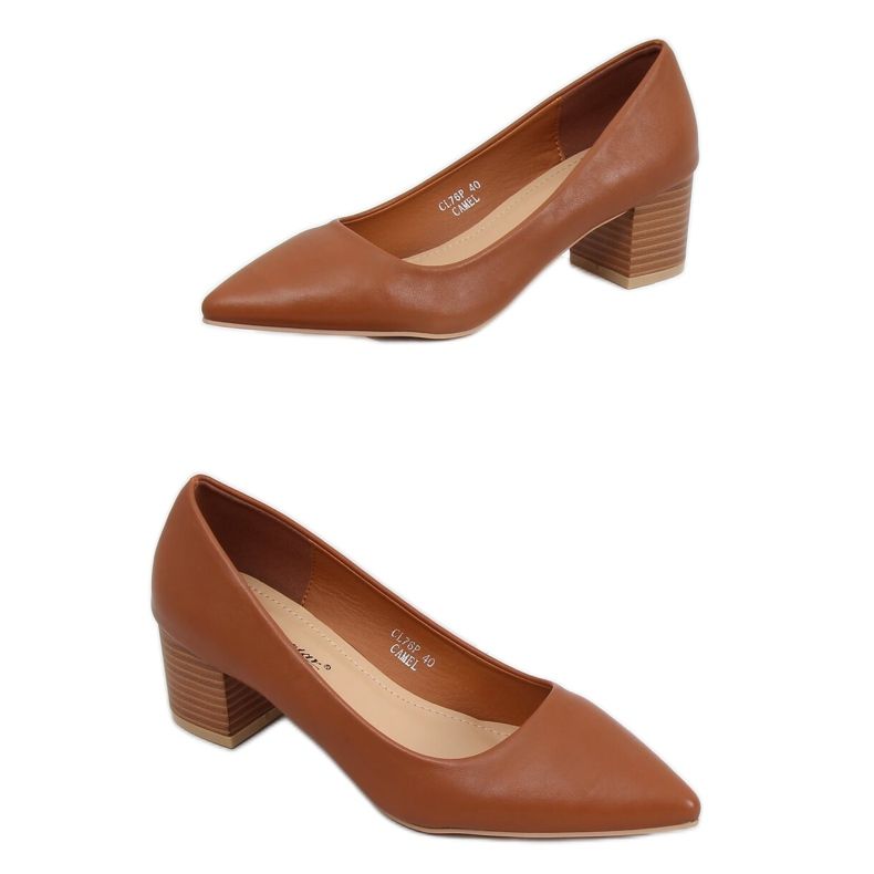 Décolleté con tacco alto cammello CL76P Camel marrone multicolore
