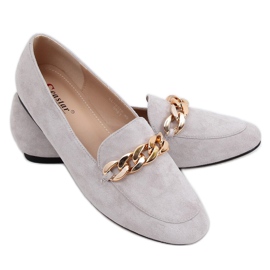 Mocassini grigi con catena LL-237P Grigio
