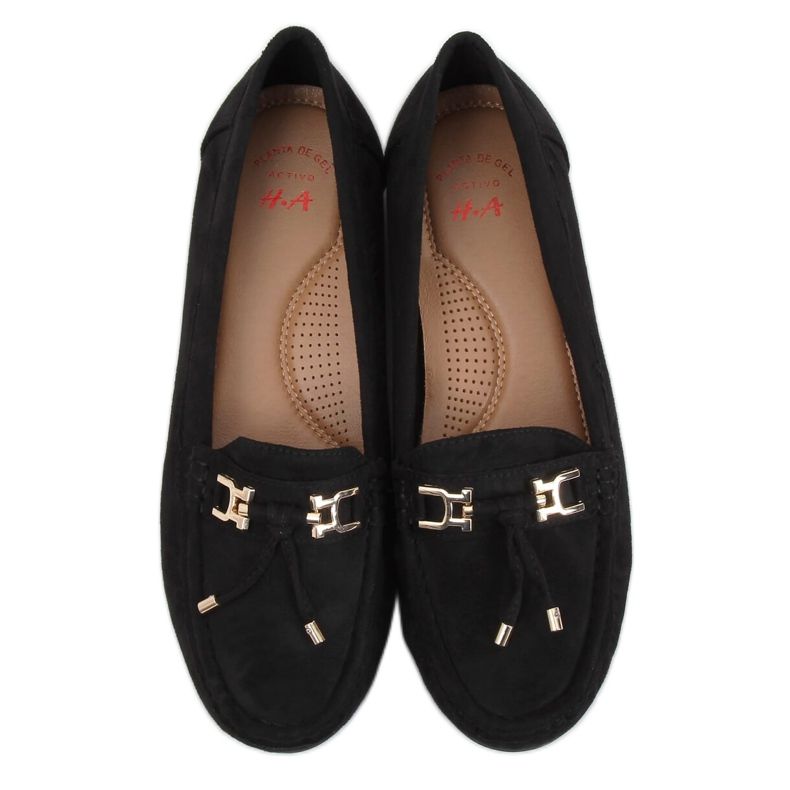 Nero Mocassini da donna con plateau nero H9228 Negro
