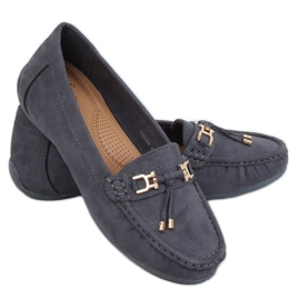 Mocassini da donna grigi su un grigio H9228 Gris