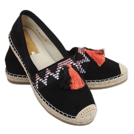 Espadrillas boho nere con frange LX-3R11 Black nero