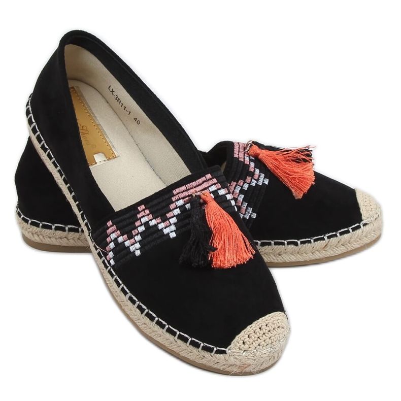 Espadrillas boho nere con frange LX-3R11 Black nero