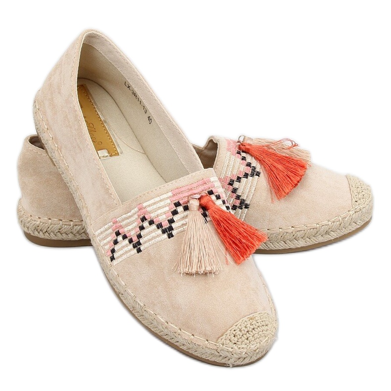 Espadrillas Boho con frange beige LX-3R11 Beige