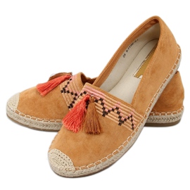 Espadrillas boho con frange cammello LX-3R11 Camel marrone multicolore