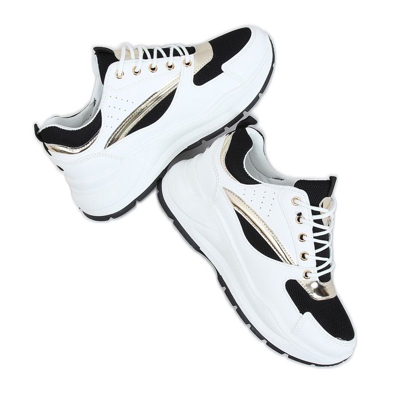 Scarpe sportive bianche e nere 9795 Black bianca nero d'oro
