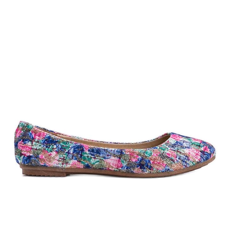 Ballerine blu lucide con fiori Luz