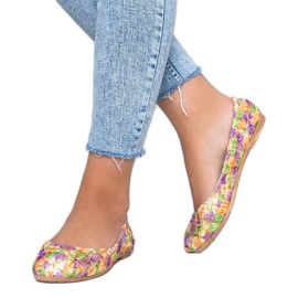 Ballerine beige lucido con fiori Luz viola