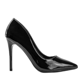 Scarpe con tacco laccate nere di Angela nero