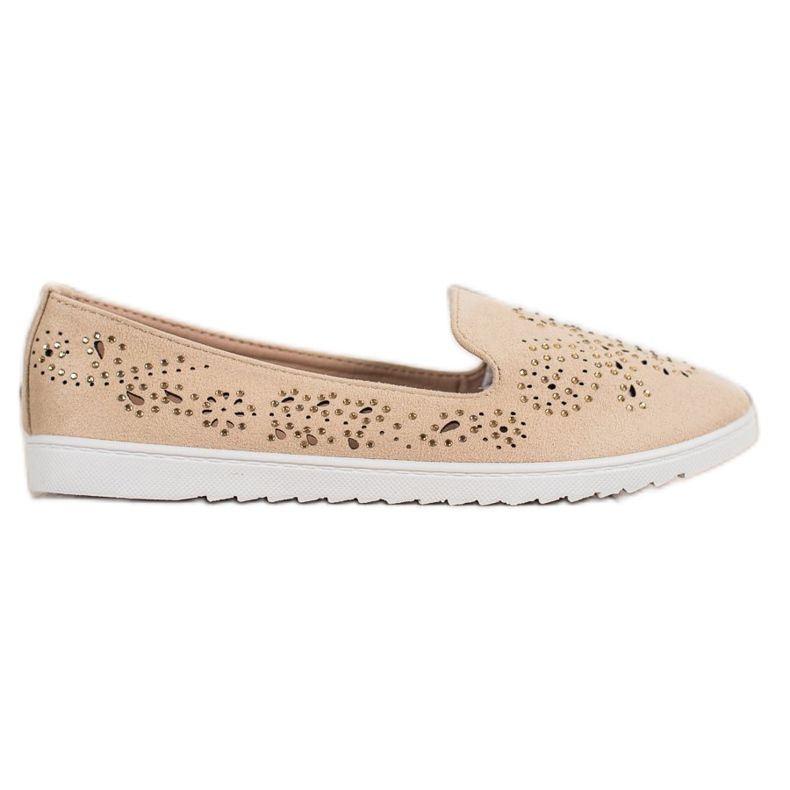 Renda Signori in pelle scamosciata con cristalli beige