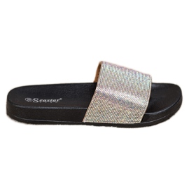 Seastar Pantofole Con Cristalli nero argento